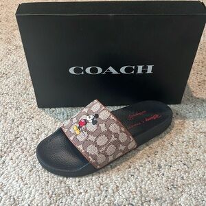 Coach x Disney Sport Slide Signature Textile Jacquard Mickey Mouse Embroidered